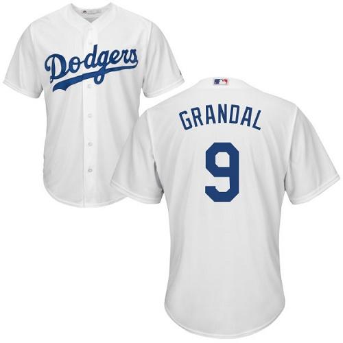 Dodgers #9 Yasmani Grandal White Cool Base Stitched Youth MLB Jersey